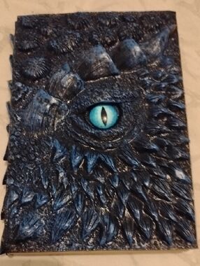Fantasy Magical Blue Dragon Eye 3D Embossed Journal Parchment Paper Heavyweight